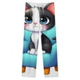 thumbnail image 4 of Cute Cat On Blue Chair Winter Female Pants Flannel High Waist Women Pants Lady Warm Straight Leg Plush Trousers, 4 of 7