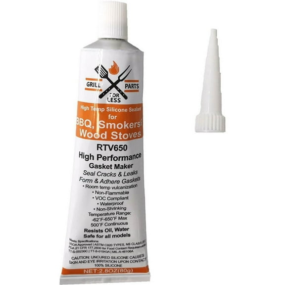 High Temp BBQ Silicone Adhesive by Grill Parts For Less RTV650 Compatible With Lava Lock Pellet Grills