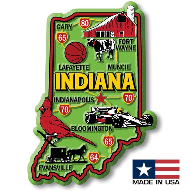 Indiana Colorful Souvenir State Map 3D Rubber Classic Walmart