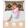 thumbnail image 3 of Brown Southwest Satin Pillowcase for Hair and Skin with Zipper, Soft Breathable Cooling Silk Pillow Cases, Boho Aztec Ethnic Abstract Geometric Throw Pillow Covers King Size 20"x40", 3 of 6