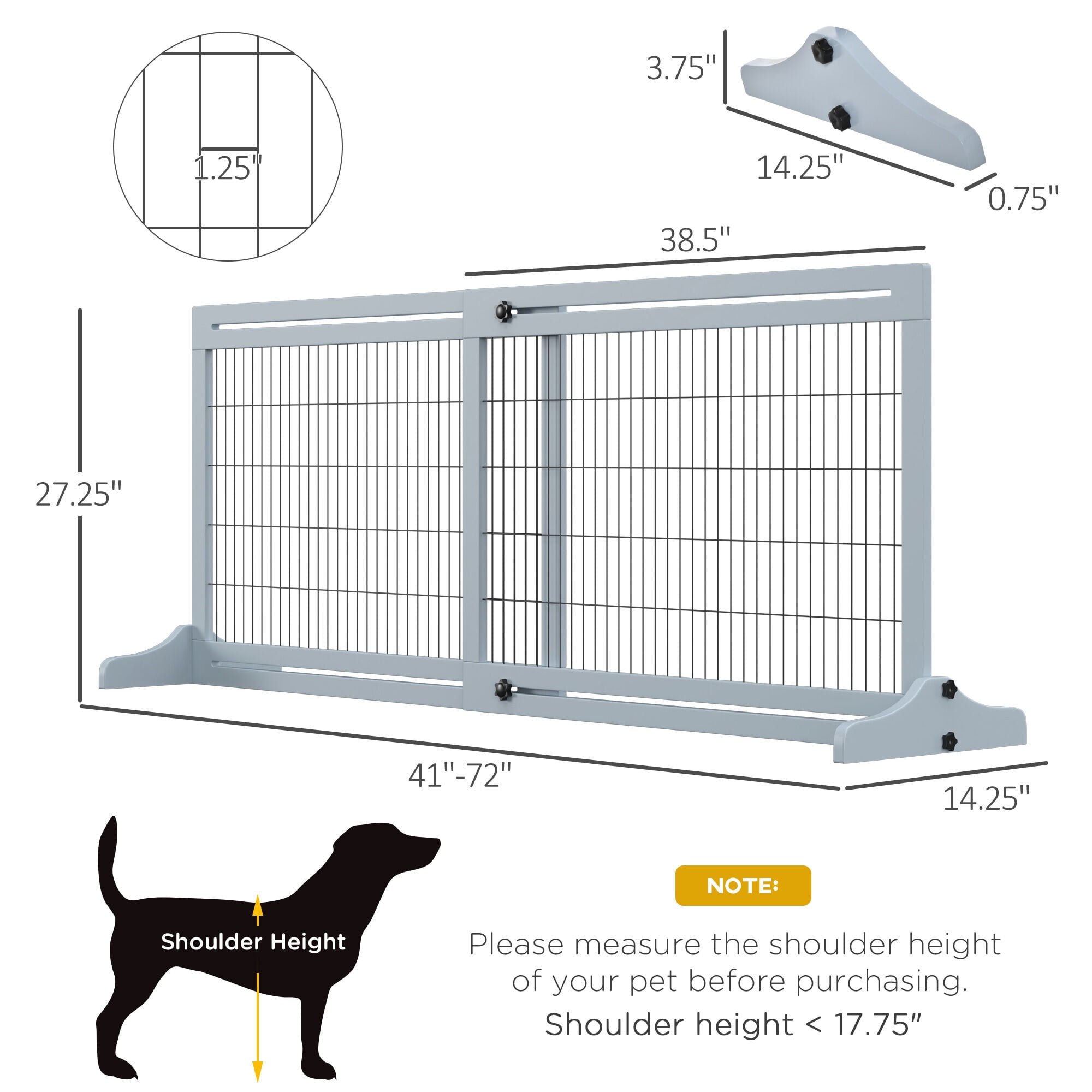Orthopedic Dog Bed, PawHut 72" W x 27.25" H Extra Wide Freestanding Pet Gate with Adjustable Length Dog, Cat, Barrier for House, Doorway, Hallway, Blue-grey, Gray Dog Bed,Wood Cat Bed