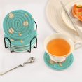 thumbnail image 5 of Haosy Set of 6 Drink Woven Coaster with Holder Heat Resistant Non-Slip Bar Coasters 4 Inches Clock Moon Star, 5 of 7