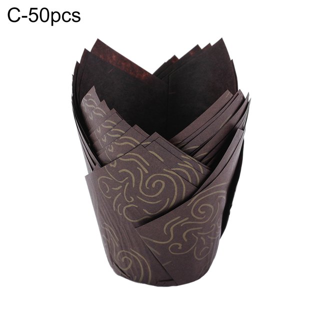 50 Unidades Muffin Cup Tulip Flower Shape Diy Oil-Proof Paper
