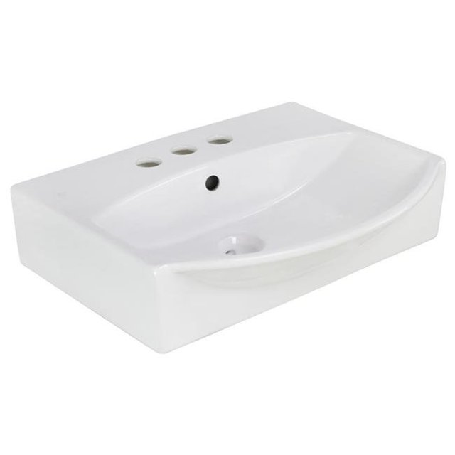 American Imaginations AI-20287 Récipient Blanc à Fixation Murale Rectangulaire de 19,5 Po pour Forage Central de 3 H 4 Po