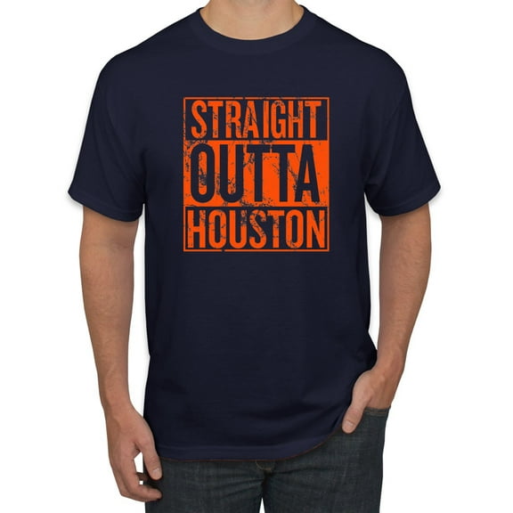 Straight Outta Houston HOU Fan | Fantasy Baseball Fans | Mens Sports Graphic T-Shirt, Navy, Small