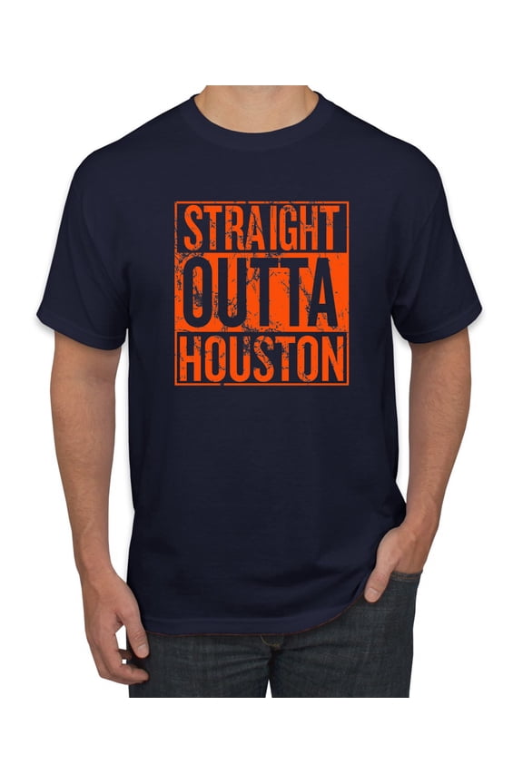 Straight Outta Houston HOU Fan | Fantasy Baseball Fans | Mens Sports Graphic T-Shirt, Navy, Large