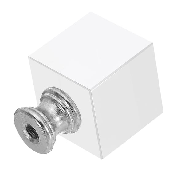 Uxcell 39mm Lamp Shade Finial, Cube Crystal Lamp Finials Caps Knob 1/4-27 Inch Threaded Base Clear Square Decoration, Silver Tone