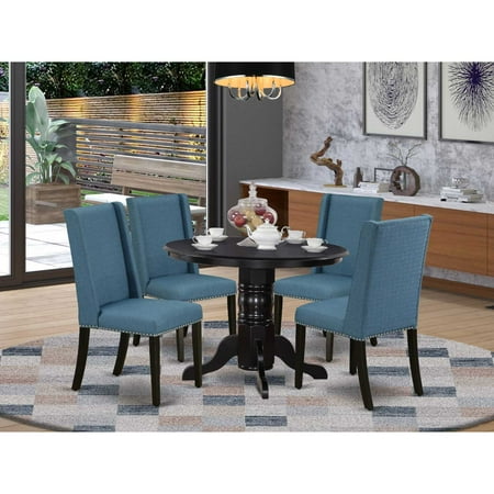 East West Furniture Dining Room Set Black SHFL5-BLK-21