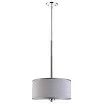 Woodbridge Lighting Drum 3-Light Fabric Pendant in Satin Nickel/Gray