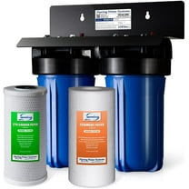 iSpring WGB21B 2-Stage Whole House Water Filtration System, with 10" x 4.5" Sediment CTO(Chlorine, Taste, and Odor) Filter, 1" Inlet/Outlet