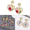 thumbnail image 2 of Golden Edge Dries Flower Stud Earrings Dry Flower Earrings Flower Pendant Earring Ear Studs Jewelry Gift for Woman Girls, 2 of 4
