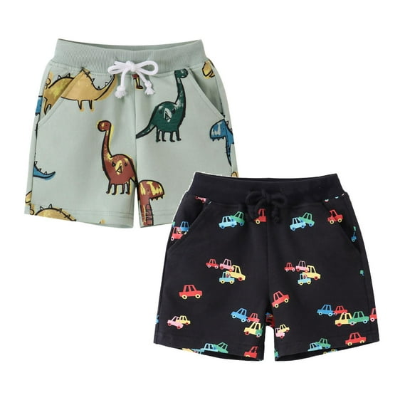 XEGLSBU 2 pack Boys Shorts Size 12 Slim Toddler Girls Boys Kids Sport Cartoon Dinosaur Prints Casual Shorts Fashion Beach Cargo Pants Shorts Size 2-3 Years