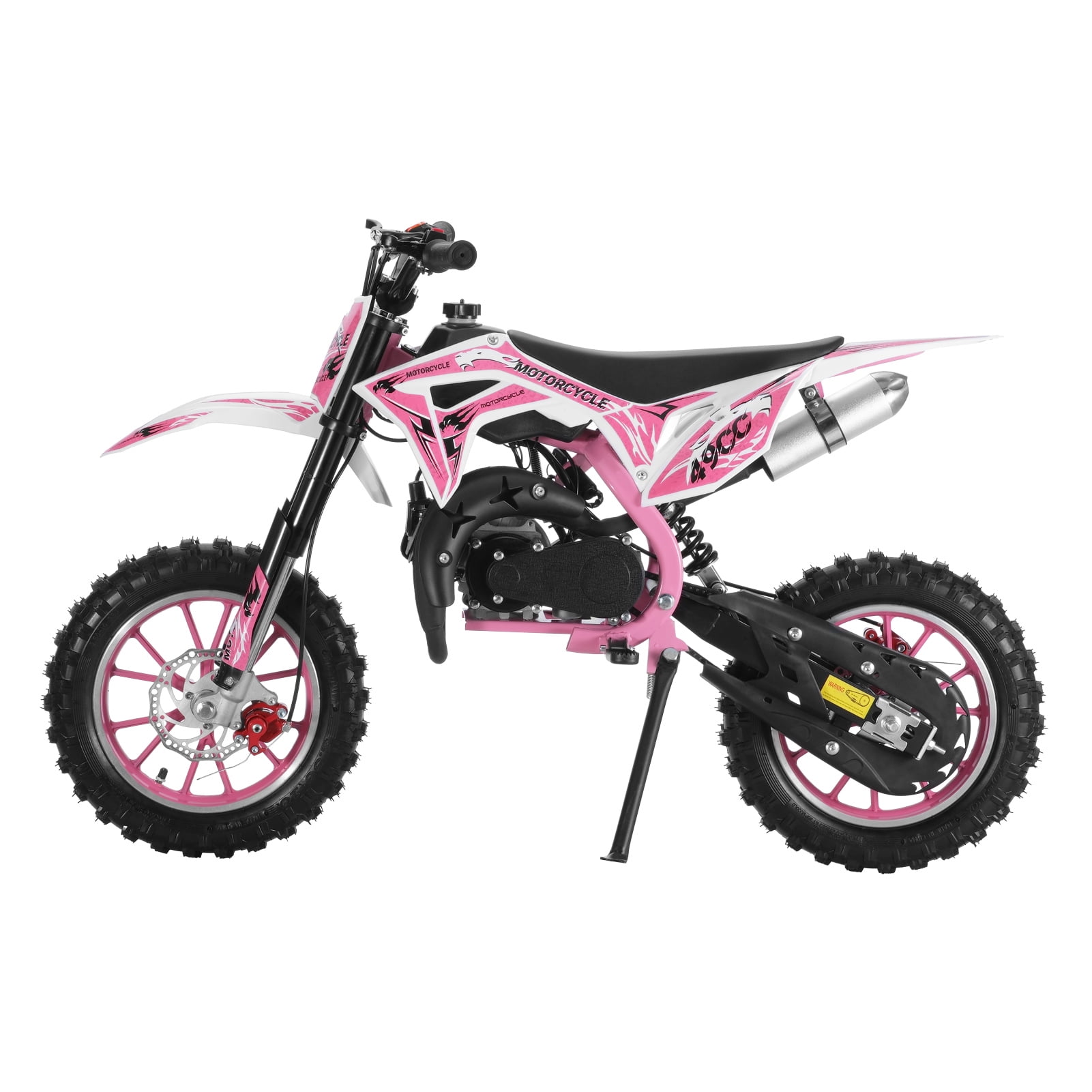 Fompes Dirt Bike, 49cc 2-Stroke Gas Mini Bike for Kids Off Road Mini Motorcycle with Front Fork and Shock Absorption, Up to 25Mph, Pink