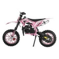 thumbnail image 4 of Fompes Dirt Bike, 49cc 2-Stroke Gas Mini Bike for Kids Off Road Mini Motorcycle with Front Fork and Shock Absorption, Up to 25Mph, Pink, 4 of 20