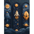 thumbnail image 1 of Qisvanset Framed Canvas Wall Art, 12x16 Inch Blue Gray Space Boy Kids Nursery Wall Decor, 1 of 5