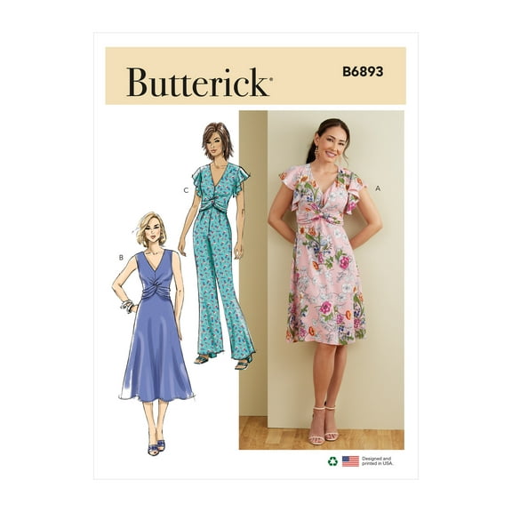 Butterick Sewing Pattern 6893 - Misses' Dress and Jumpsuit, Size: A5 (6-8-10-12-14)
