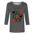 thumbnail image 5 of Penkiiy T-shirt Imprimé Mode Saint-Valentin pour Femmes Manches 3/4 Blouse Col Rond Hauts Décontractés L Gris, 5 of 5