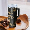 thumbnail image 5 of Golden Dragon Tumbler with Handle and Straw, 40 oz Stainless Steel Pink Insulated Cup with Lid and Straw,Travel Coffee Mug Water Bottle, Birthday Christmas Mothers Day Gifts for Animal Lovers Women, 5 of 6