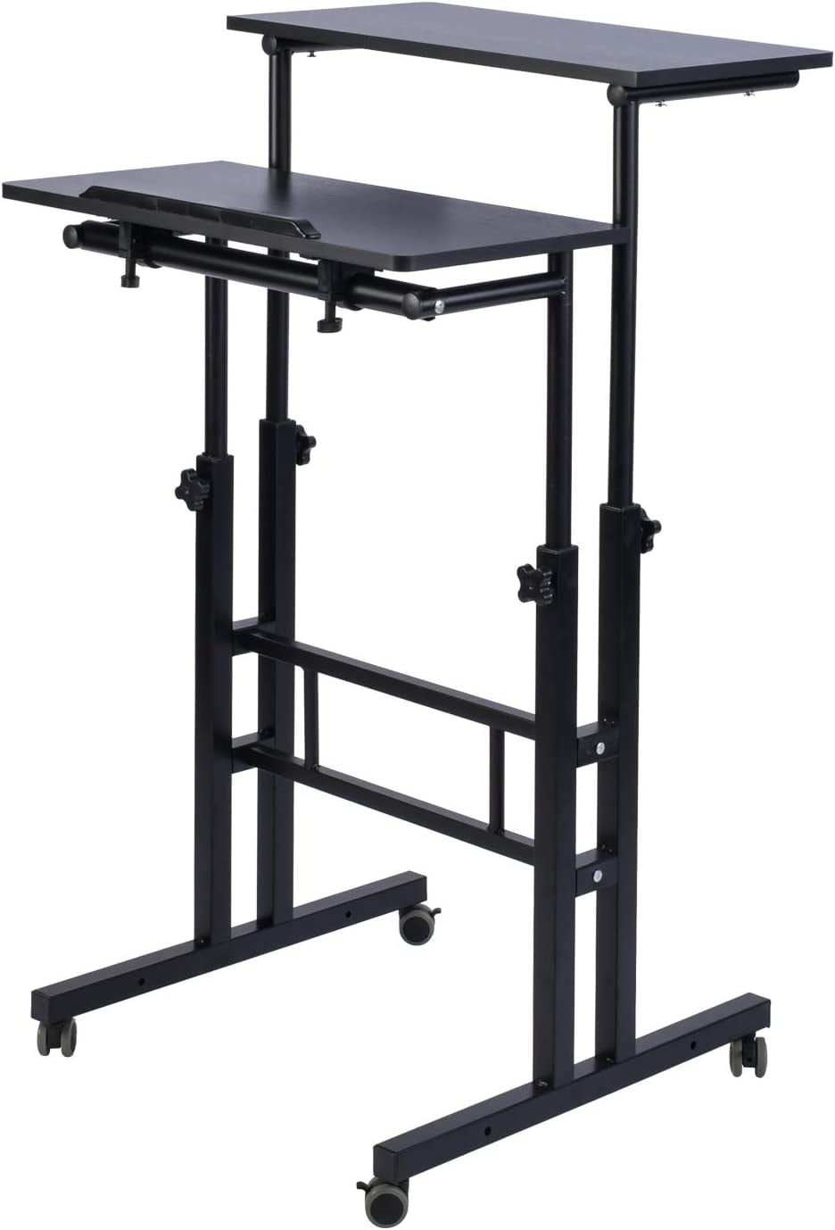 AIZ Mobile Standing Desk, Adjustable Computer Desk Rolling Laptop Cart on Wheels Home Office