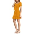 thumbnail image 3 of Allegra K Women's Ruffle Hem Sweetheart Neck Heart Tie Front Mini Dress, 3 of 6