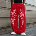 thumbnail image 4 of Havenx Gothic Graphic Joggers for Men Elastic Waist Drawstring Sweatpant with Pockets Wide Leg Joggers Hip Hop Lounge Athletic Relaxed Fit Clothes,Red 3XL, 4 of 4