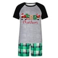 thumbnail image 2 of Odeerbi Christmas Pajamas for Family Plaid Holiday Short Sleeve Family Christmas Pajamas Matching Sets Mom Christmas Parent Child Sleepwear Outfit Printed Family Matching PJs Set Green, 2 of 4