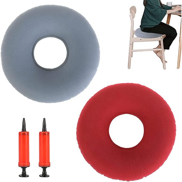 Cojín de asiento de 2 piezas suyoo cojín inflable con bomba rojo verde