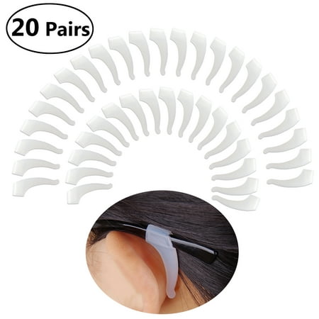 FOXNOVO 20 Pairs of Clear Silicone Anti-Slip Ear Grip Hook for Eyeglasses (White)