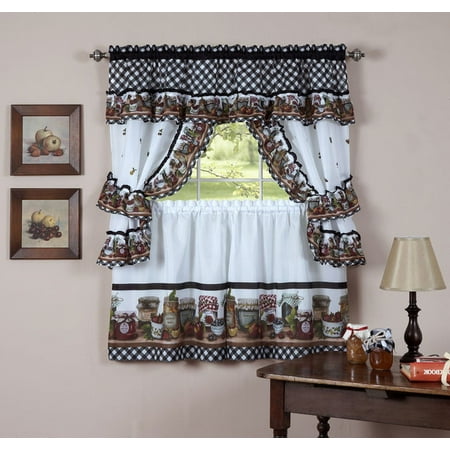 Traditional Elegance Mason Jars Window Curtain Set 57x36 Tier