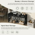 thumbnail image 3 of GZXS 60" Entryway Table with X-Design Solid Wood legs, 4 Drawers & Open Shelf Storage for Hallway, Living Room, and Bedroom (Black), 3 of 9