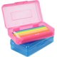 thumbnail image 1 of Caja de plástico para lápices de gran capacidad, cajas de lápices de colores para niños y adultos, caja de lápices duros con tapa a presión para suministros escolares de oficina (rosa y, 1 of 1