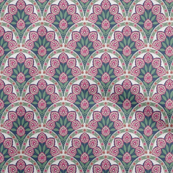 oneOone Rayon Royal Blue Fabric Asian Floral Tiles Quilting Supplies Print Sewing Fabric By The Yard 56 Inch Wide