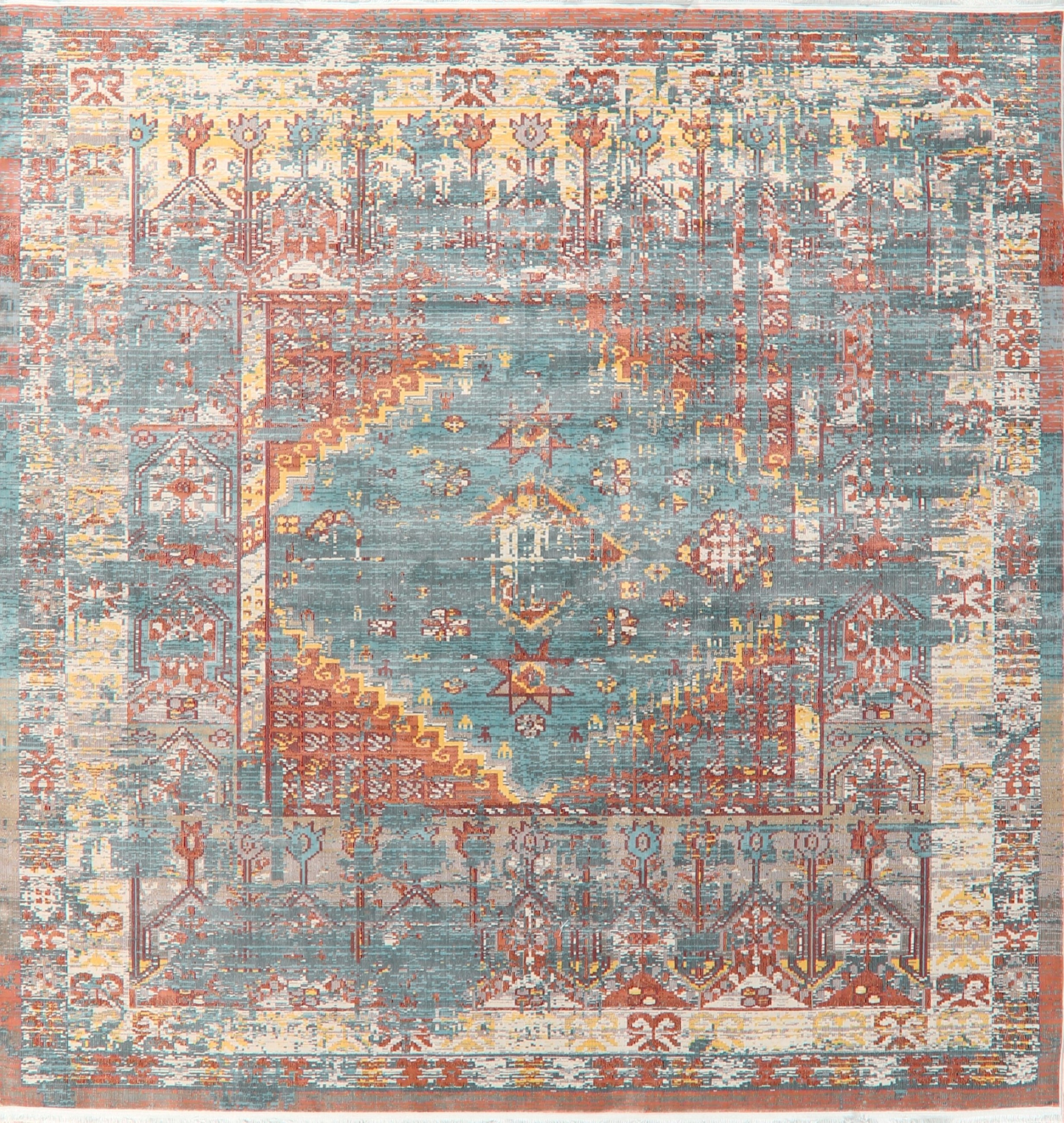 Traditional Vintage Style Distressed Area Rug Oriental Carpet 10 x 10