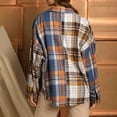 thumbnail image 5 of Womens Blouses Autumn Winter Plaid Print Lapel Long Sleeve Pocket Cardigan Overshirt Tops Daily-Wear, 5 of 9