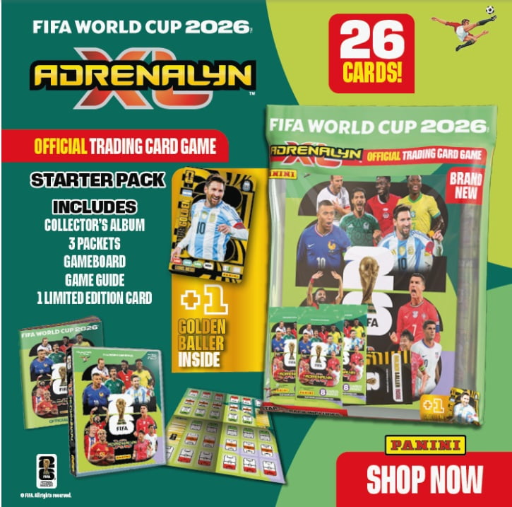 2026 Panini Adrenalyn XL FIFA World Cup Cards - Starter Pack (Album, 20 Cards + LE & Golden Baller)