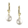 thumbnail image 2 of Bling Jewelry Womens Real 14K Yellow Gold Round Freshwater Pearl Drop Ball Dangle Earrings Lever back, 2 of 5