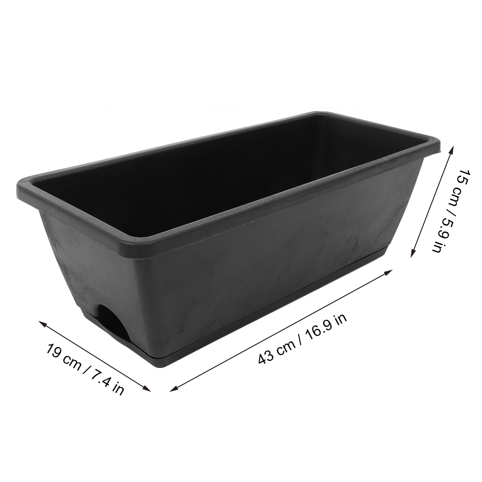 PTOOTP Set of 6 Black Plastic Window Planter Boxes for Indoor and Outdoor Gardening and Decorative Use