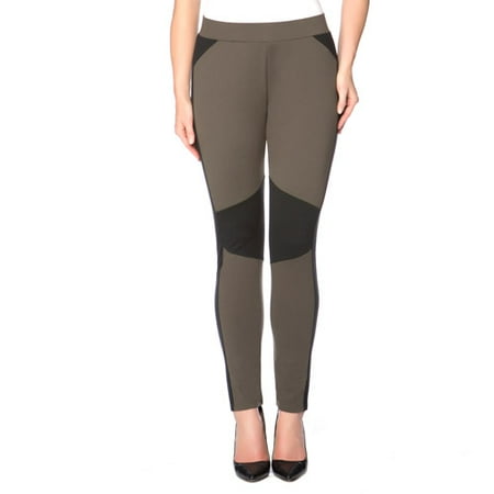 Miss Tina Womens Moto Inspired Skinny Knit Ponte Pants