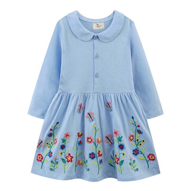 Birdeem Robes Filles Décontractées Printemps Automne Hiver Coton Manches Longues Robe T-Shirt Vêtements