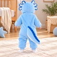 thumbnail image 6 of CUZIBR Baby Halloween Costumes Boy Girl Fuzzy Onesie Animal Romper Jumpsuit Hooded Zip Up Long Sleeve Soft Cosplay Party Clothes,Blue,3-6 Months, 6 of 8
