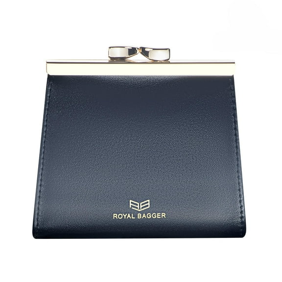 Royal Bagger Kiss Lock RFID Credit Card Holder for Women, Genuine Cow Leather Short Wallets, Fashion Vintage Coin Purse 3242