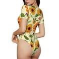 thumbnail image 3 of Daiia Sunflowers And Butterflies print Women's Crew Neck Short Sleeve Bodysuit Fashion Tops Fit Casual Basic Extender Bodysuit-XX-Large, 3 of 9