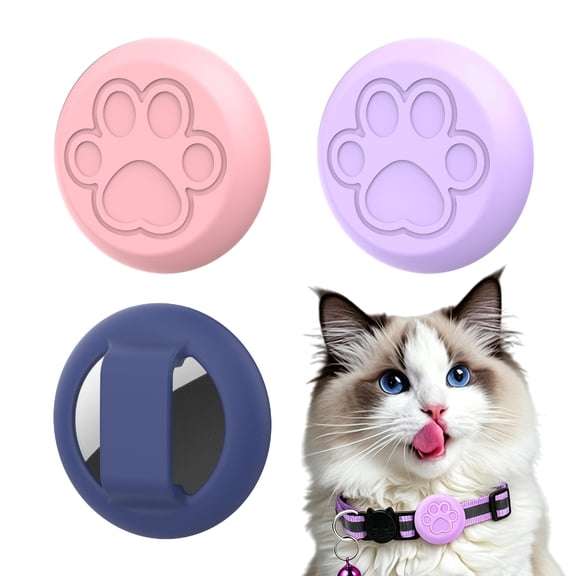 SENHAWK 3 Pack Paw Print Silicone AirTag Holder for Pet Collars, Compatible with Apple AirTag, Mini Glow in Dark Anti-Lost Tracker Cover, Bite Resistant Protective Case for Cats & Small Dogs