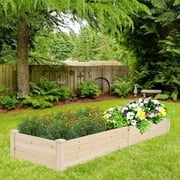 Zimtown 8x2FT Outdoor Wooden Raised Garden Bed Planter - Natural