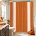 thumbnail image 3 of Orange Striped Shower Curtain Set - Long 72" x 84" Washable Bathtub Curtain with 12 Hooks, Farmhouse Orange White Stripes Aesthetics Waterproof Fabric Stall Shower Curtains for Bathroom Décor, 3 of 8