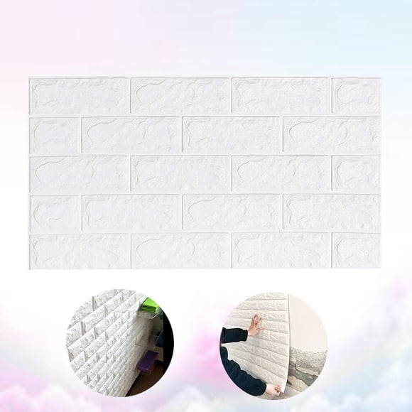 GOOHOCHY Wall Decals Peel and Stick White Removable Brick for Bathroom 1Pcs