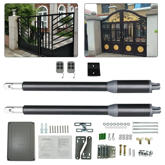 DENEST 24V Dual Swing Automatic Gate Opener, Electric Gate Opener Operator Security System with Remote for Dual Swing Gates Up to 650lb