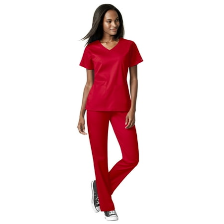

WonderWink Scrubs Set PRO Women s 4 Pocket Wrap Top & Knit Waist Straight Leg Pant