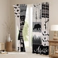 thumbnail image 3 of Buffalo Patchwork 30%-50% Blackout Curtains, Hunting Bear Deer Curtains & Drapes Teens Adult Bedroom, Rustic Farmhouse Grid Claw Curtains Adventure Camping Window Treatments 52"Wx63"L 2 Panels, 3 of 5