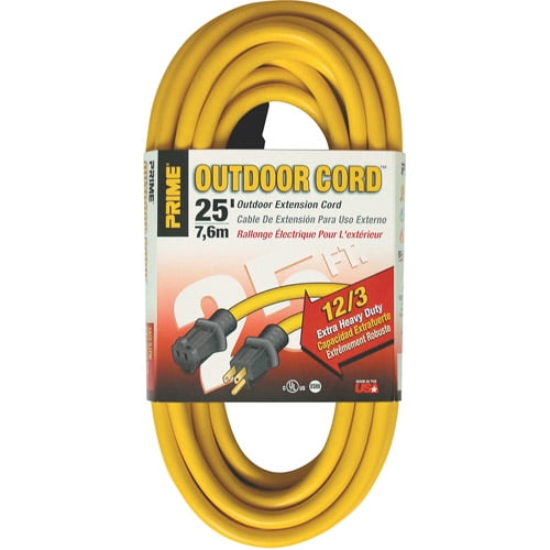 Prime EC500825 25' 12/3 SJTW Yellow Extension Cord